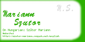 mariann szutor business card